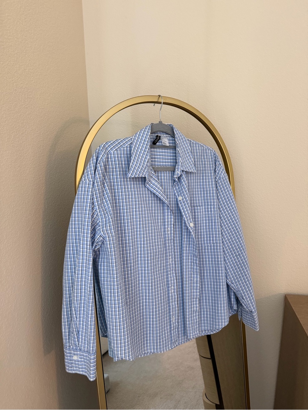 H&M Light Blue Checked Button-Down Shirt